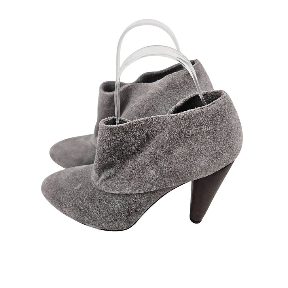 Cole Haan Gray Suede Ankle Booties Womens 7B Slip On Boots Cone Heel Dressy - Picture 3 of 8